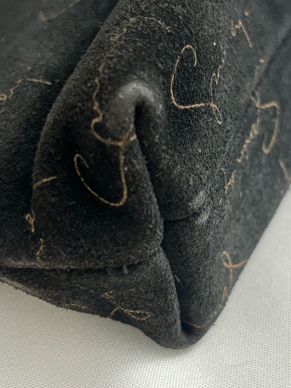 Givenchy Vintage Clutch/Pouch, Gold Signature on Black Suede 13x7x2 - Picture 8 of 12